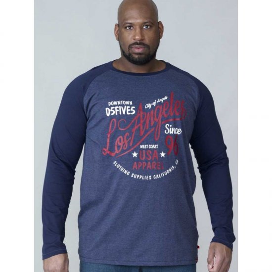 D555 Neill Long Sleeve T-shirt Navy - T-paidat - Isot T-paidat 2XL – 14XL