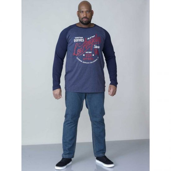 D555 Neill Long Sleeve T-shirt Navy - T-paidat - Isot T-paidat 2XL – 14XL