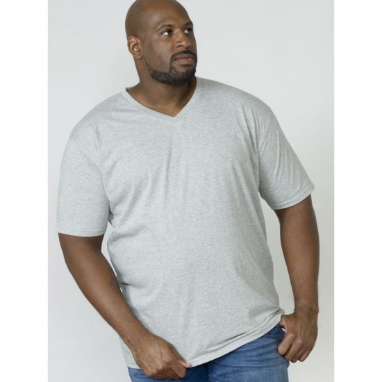 D555 Signature V-pääntie T-paita Harmaa - T-paidat - Isot T-paidat 2XL – 14XL