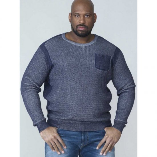 D555 Bryson Crewneck Sweater with Pocket Navy - Hupparit ja collegepaidat - Miesten hupparit ja collegepaidat isot koot