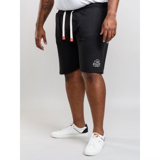 D555 Harvey Fleece Shorts Black - Collegehousut ja collegeshortsit - Miesten Isot collegehousut ja collegeshortsit