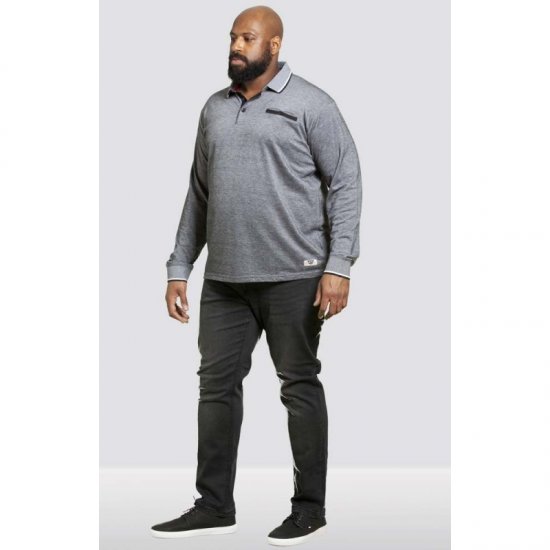 D555 Brockville Long Sleeve Polo Grey - Pikeepaidat - Miesten isot pikeepaidat