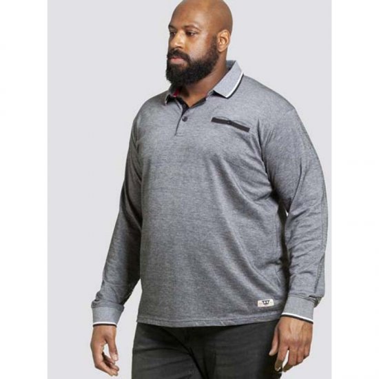 D555 Brockville Long Sleeve Polo Grey - Pikeepaidat - Miesten isot pikeepaidat