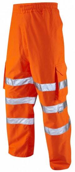 Leo Instow Breathable Executive Cargo Rain pants Hi-Vis Orange - Työvaatteet - Miesten Työvaatteet Isot Koot - 2XL-10XL