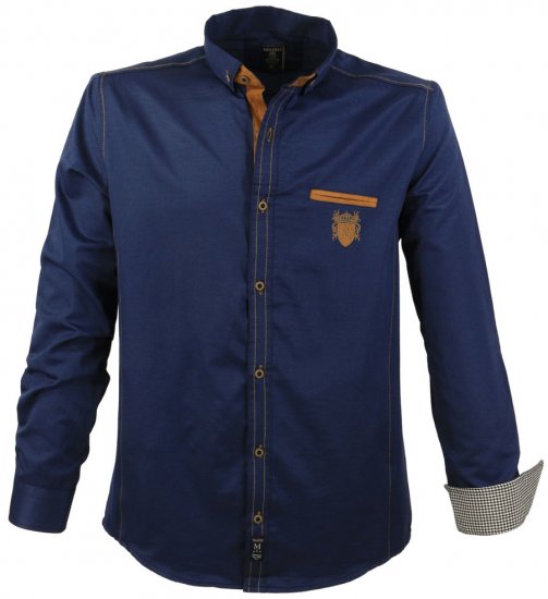 Lavecchia 1980 Long sleeve Shirt Navy Blue - Kauluspaidat - Miesten isot kauluspaidat 2XL – 8XL