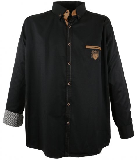 Lavecchia 1980 Long sleeve Shirt Dark Black - Kauluspaidat - Miesten isot kauluspaidat 2XL – 8XL