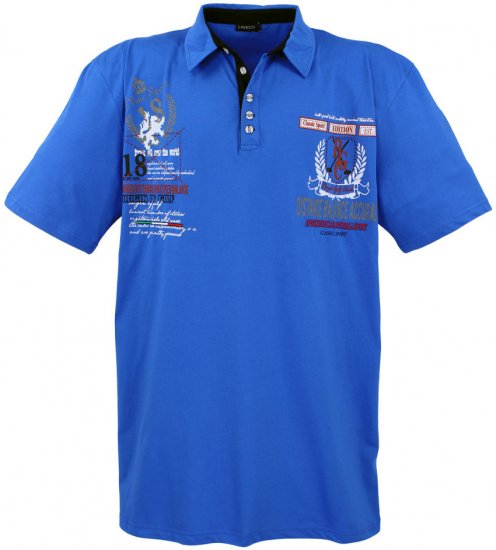 Lavecchia 2038 Printed Jersey Poloshirt Royal Blue - Pikeepaidat - Miesten isot pikeepaidat