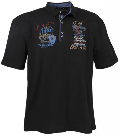 Lavecchia 3101 Printed Jersey Poloshirt Black - Pikeepaidat - Miesten isot pikeepaidat