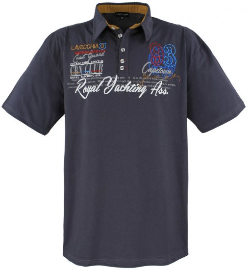 Lavecchia 4688 Printed Jersey Poloshirt Charcoal - Pikeepaidat - Miesten isot pikeepaidat