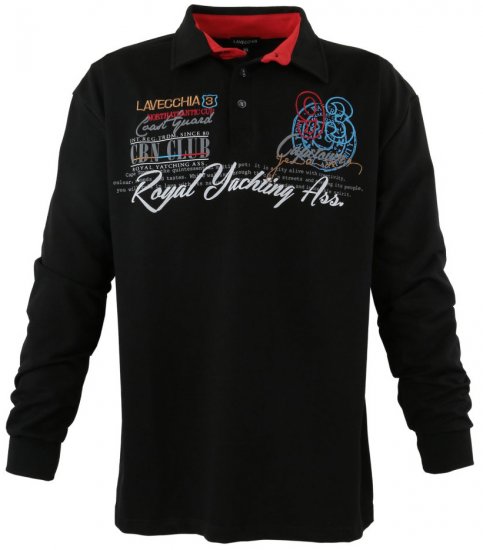 Lavecchia 2024 Printed Sweatshirt with collar Black - Hupparit ja Collegepaidat - Miesten hupparit ja collegepaidat isot koot