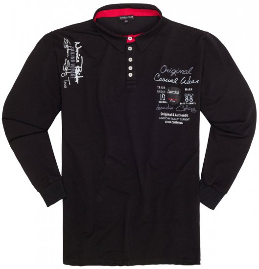 Lavecchia 2025 Printed Sweatshirt with collar Black - Hupparit ja collegepaidat - Miesten hupparit ja collegepaidat isot koot