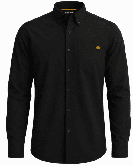 Motley Denim Lisbon Long Sleeve Shirt Black - Kauluspaidat - Miesten isot kauluspaidat 2XL – 8XL