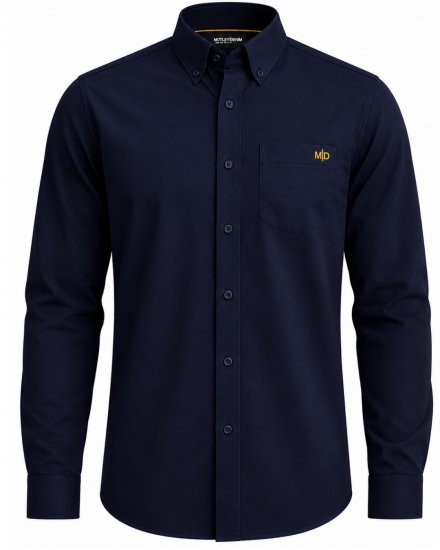 Motley Denim Lisbon Long Sleeve Shirt Navy - Kauluspaidat - Miesten isot kauluspaidat 2XL – 8XL
