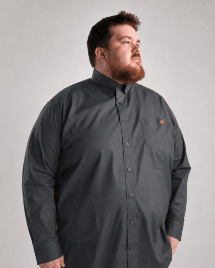 Motley Denim Lisbon Long Sleeve Shirt Charcoal - Kauluspaidat - Miesten isot kauluspaidat 2XL – 8XL