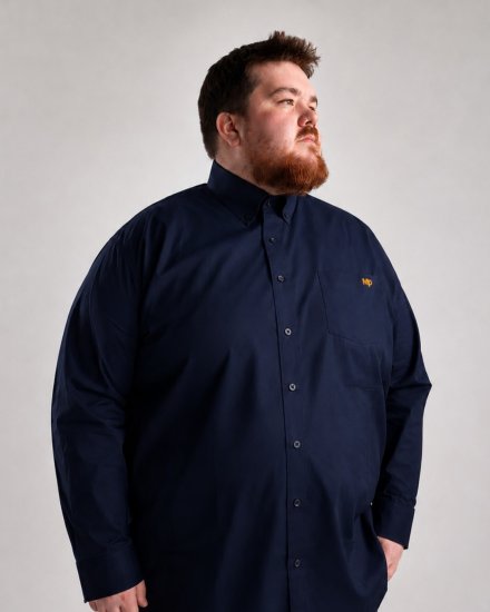 Motley Denim Lisbon Long Sleeve Shirt Navy - Kauluspaidat - Miesten isot kauluspaidat 2XL – 8XL