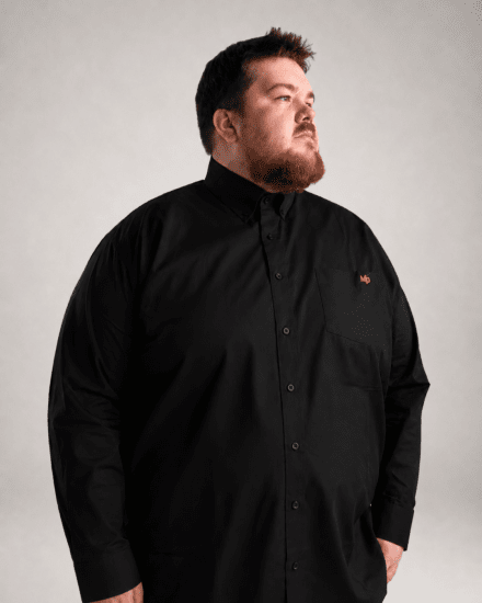 Motley Denim Lisbon Long Sleeve Shirt Black - Kauluspaidat - Miesten isot kauluspaidat 2XL – 8XL