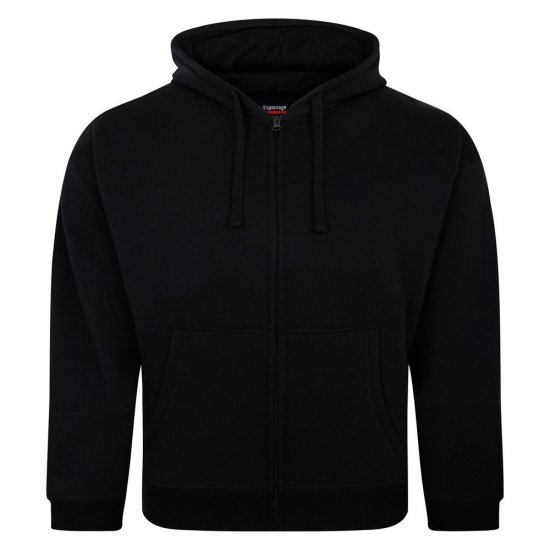 Espionage LW162 Hooded Zip Through Sweat Shirt Musta - Hupparit ja collegepaidat - Miesten hupparit ja collegepaidat isot koot