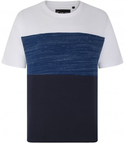 Kam Jeans 5739 Contrast Panel Cut & Saw T-Shirt Navy - T-paidat - Isot T-paidat 2XL – 14XL