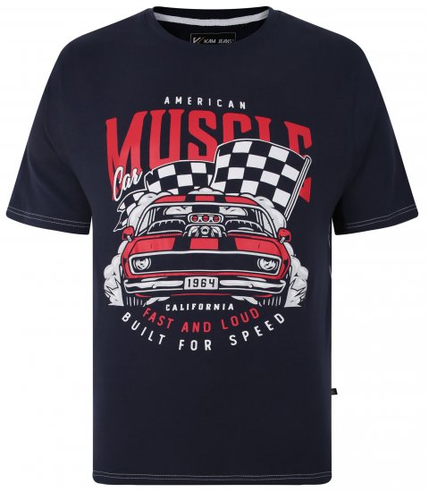 Kam Jeans Amercian Muscle Print T-Shirt Navy - T-paidat - Isot T-paidat 2XL – 14XL