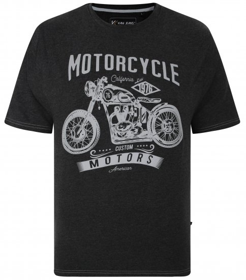 Kam Jeans 5730 Motor Cycle Print T-Shirt Charcoal - T-paidat - Isot T-paidat 2XL – 14XL
