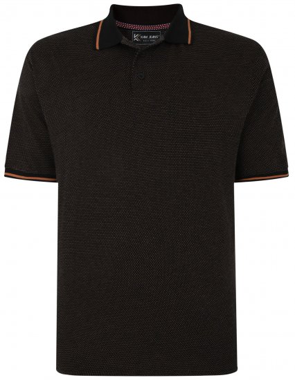 Kam Jeans 5486 Dobby Print Jersey Polo Black - Pikeepaidat - Miesten isot pikeepaidat