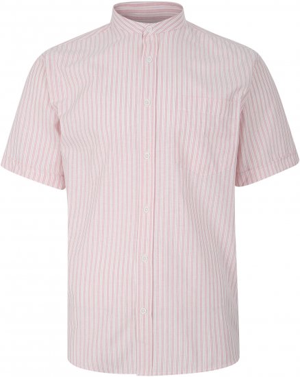 Kam Jeans 6288 Grandad Stripe Short Sleeve Shirt with Collar Pink - Kauluspaidat - Miesten isot kauluspaidat 2XL – 8XL