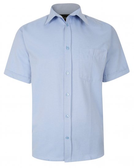 Kam Jeans 6283 Casual SS Herringbone Shirt Blue - Kauluspaidat - Miesten isot kauluspaidat 2XL – 8XL