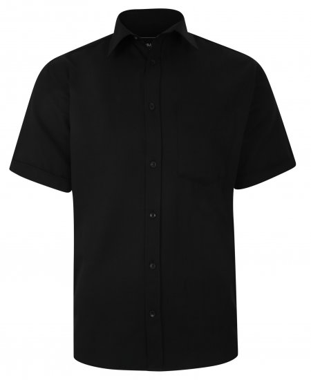 Kam Jeans 6283 Casual SS Herringbone Shirt Black - Kauluspaidat - Miesten isot kauluspaidat 2XL – 8XL