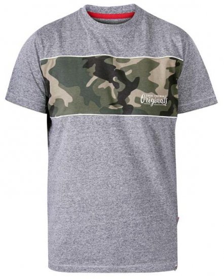 D555 Major Camo Print Crew Neck T-Shirt Grey - T-paidat - Isot T-paidat 2XL – 14XL