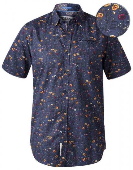 D555 Medway Floral Ao Print Short Sleeve Shirt - Kauluspaidat - Miesten isot kauluspaidat 2XL – 8XL