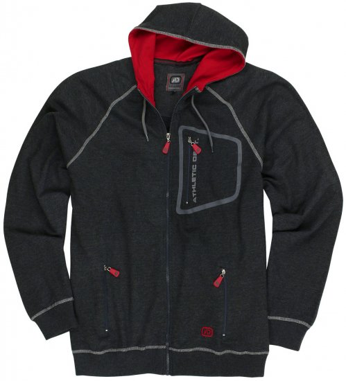 Adamo Michael Hoodie with Zipper Charcoal - Hupparit ja collegepaidat - Miesten hupparit ja collegepaidat isot koot