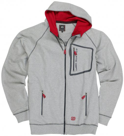 Adamo Michael Hoodie with Zipper Grey - Hupparit ja Collegepaidat - Miesten hupparit ja collegepaidat isot koot