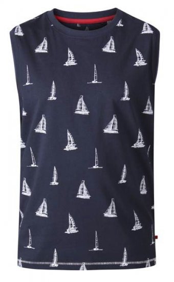 D555 Morton Yacht Print Sleeveless T-Shirt Navy - T-paidat - Isot T-paidat 2XL – 14XL