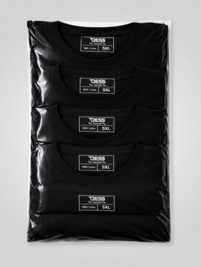 D555 Smartly Pyöreäaukkoinen T-paita Musta 5 kpl - T-paidat - Isot T-paidat 2XL – 14XL