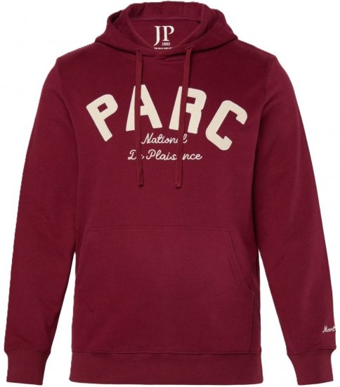 JP1880 Hoodie with Embroidery Aubergine Tall - MIESTEN VAATTEET MT-6XLT - Pitkien miesten vaatteet