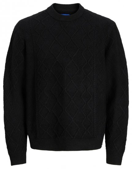 Jack & Jones Cambridge Cable Knit Sweater Black - Hupparit ja collegepaidat - Miesten hupparit ja collegepaidat isot koot