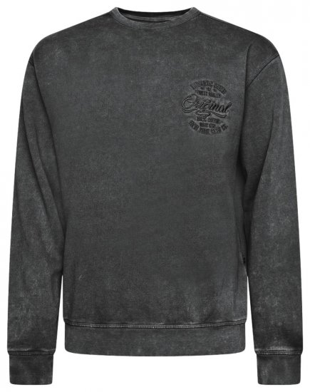 Kam Jeans 7081 Brodeerattu collegepaita Musta - Hupparit ja collegepaidat - Miesten hupparit ja collegepaidat isot koot