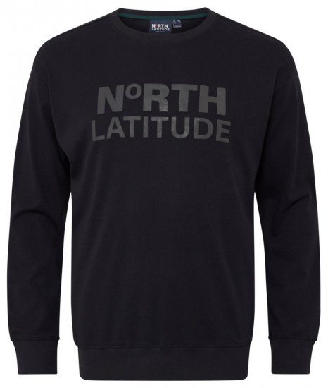 North Latitude 53123 Logollinen collegepaita Musta - Hupparit ja collegepaidat - Miesten hupparit ja collegepaidat isot koot