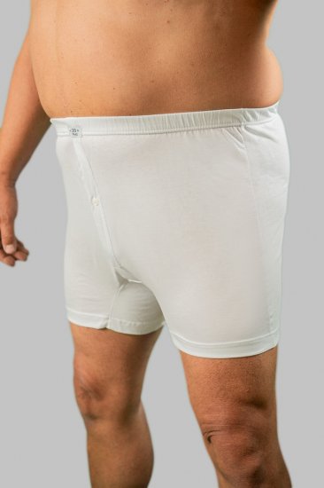 20 Nodi Combed Cotton Jersey Boxer with Front Button Fly White - Alusvaatteet & uimavaatteet - Miesten Isot alusvaatteet 