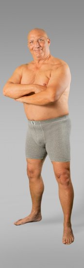 20 Nodi Stretch Cotton Boxer with Embroidered Long Leg Grey - Alusvaatteet & Uimavaatteet - Miesten Isot alusvaatteet 