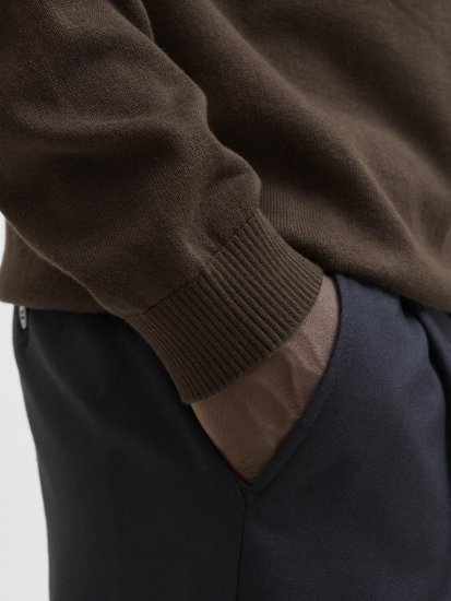 Jack & Jones BASIC Knitted Sweater Brown - Hupparit ja collegepaidat - Miesten hupparit ja collegepaidat isot koot