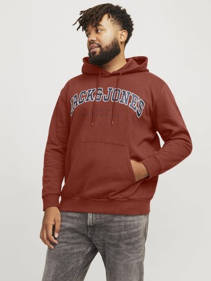 Jack & Jones CALEB Hoodie Red - Hupparit ja collegepaidat - Miesten hupparit ja collegepaidat isot koot
