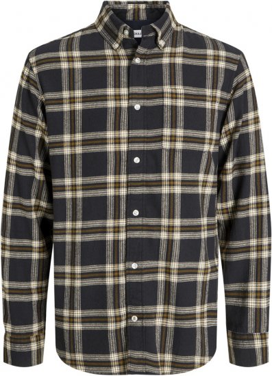 Jack & Jones Classic Flannel Long Sleeve Shirt Black - Kauluspaidat - Miesten isot kauluspaidat 2XL – 8XL