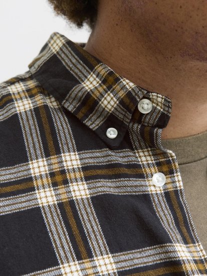 Jack & Jones Classic Flannel Long Sleeve Shirt Black - Kauluspaidat - Miesten isot kauluspaidat 2XL – 8XL