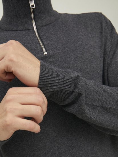Jack & Jones Emil Knitted Pullover Grey - Hupparit ja collegepaidat - Miesten hupparit ja collegepaidat isot koot