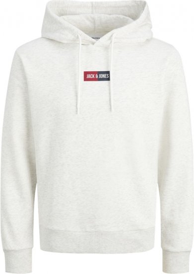 Jack & Jones Pan Hoodie White Melange - Hupparit ja collegepaidat - Miesten hupparit ja collegepaidat isot koot