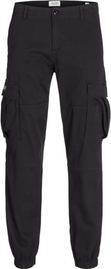 Jack & Jones Jonnie Cuffed Cargo Pants Black - Farkut ja housut - Miesten isot farkut ja isot housut W40-W70