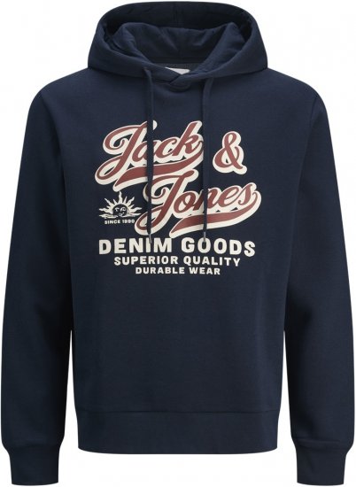 Jack & Jones 2 COL LOGO Hoodie Blue - Hupparit ja collegepaidat - Miesten hupparit ja collegepaidat isot koot