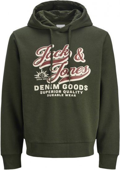 Jack & Jones 2 COL LOGO Hoodie Green - Hupparit ja collegepaidat - Miesten hupparit ja collegepaidat isot koot