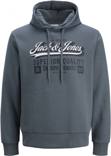 Jack & Jones 2 COL LOGO Hoodie Grey - Hupparit ja collegepaidat - Miesten hupparit ja collegepaidat isot koot